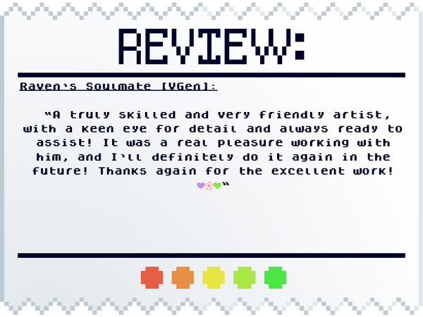 Raven's Soulmate from VGen: A truly skilled and very friendly artist, with a keen eye for detail and always ready to assist! It was a real pleasure working with them, and I’ll definitely do it again in the future! Thanks again for the excellent work!