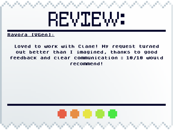 Ravora (VGen): Loved to work with Clane! My request turned out better than I imagined, thanks to good feedback and clear communication ☺️ 10/10 would recommend!